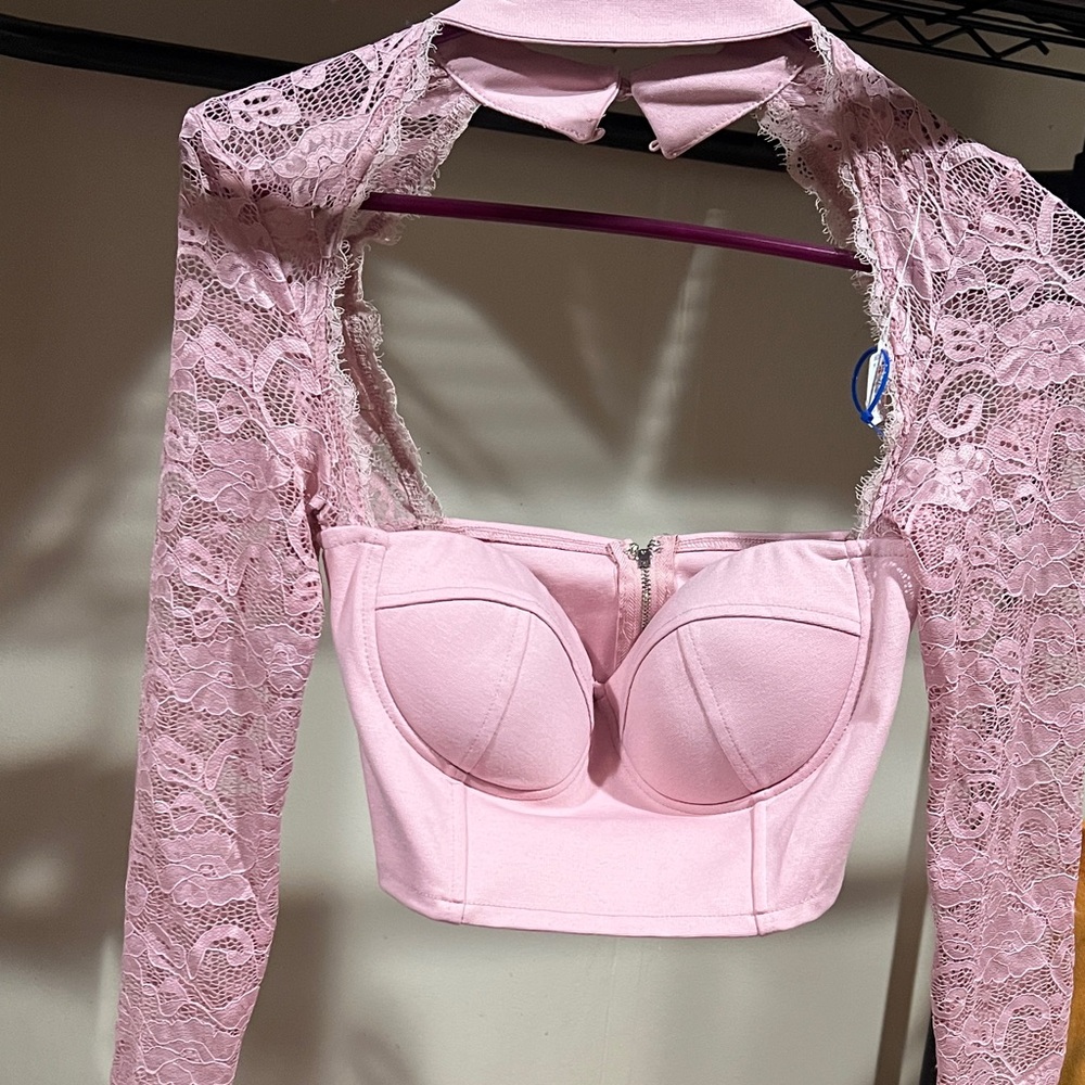 Elegant Pink Lace Women's Top